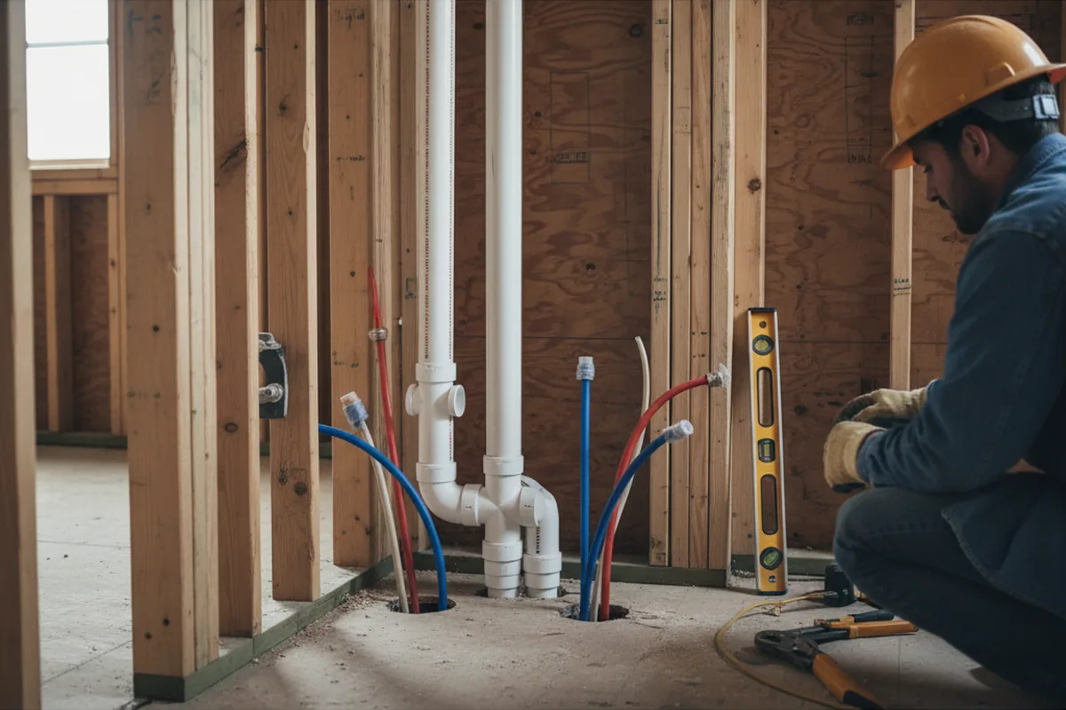 Drain and supply rough-in during Garbage Disposal Repair in Kirklin